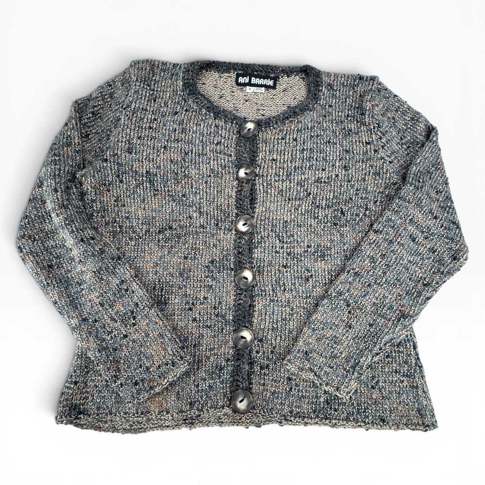 Ani Barrie Cardigan Sweater Womens Small Brown Vintage Cottagecore Knit USA Made